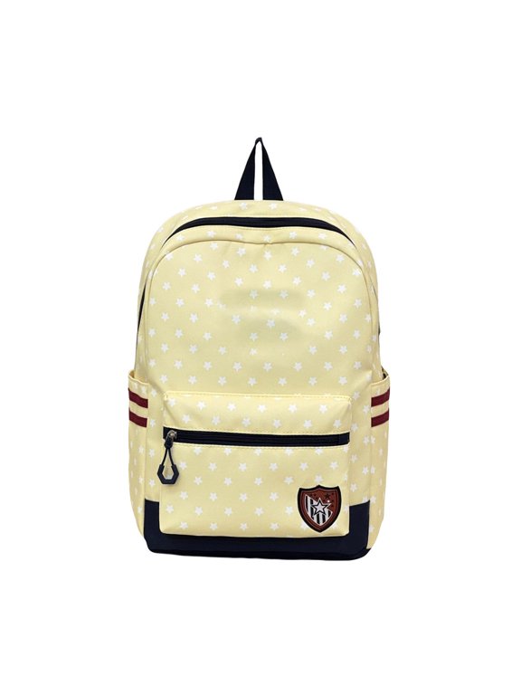 School Backpack for Boys Girls Star Print Student Daypack Front Pocket Bookbag with Shield Patch for Elementary Middle School Students Daily Use