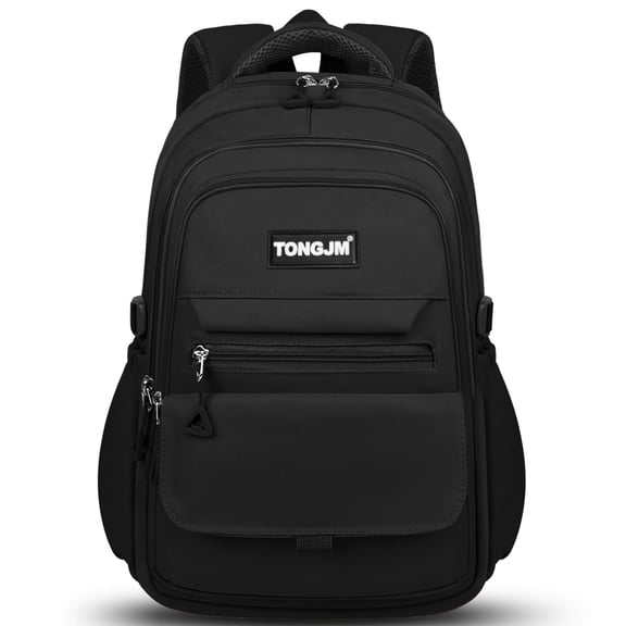 TONGJM School Backpack,Laptop Backpack, Durable Multi-Pocket Daypack for College High School, Office, &Travel, Black