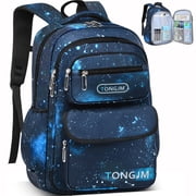 TONGJM School Backpack for Boys Teens Galaxy Starry, Waterproof Lightweight Laptop Bookbag, Ergonomic Daypack for Middle High School, Travel