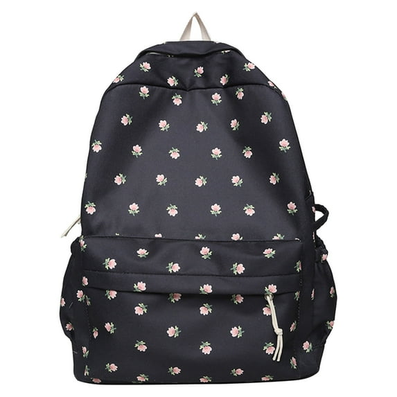 School Backpack for Men Women Floral Pattern Waterproof Nylon Large Capacity Lightweight Daypack