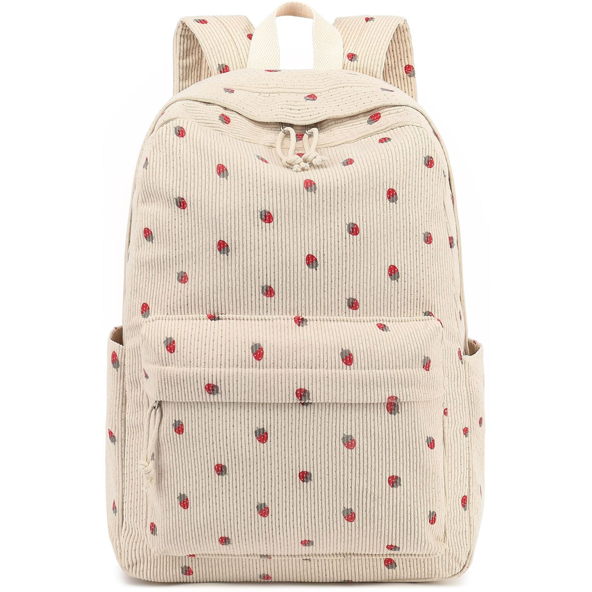School Backpack for Teen Women Strawberry Bookbags Elementary High