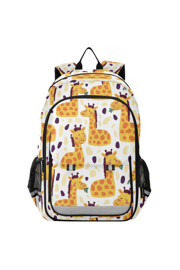 School Backpack for Teens 17L Lightweight Bookbag with Reflective Strips Yellow Giraffe
