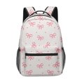 thumbnail image 1 of School Backpack for Teens Bowknot Mesh Pocket Backpack Large Capacity Front Zipper Casual Travel Daypack, 1 of 5
