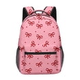 thumbnail image 1 of School Backpack for Teens Bowknot Mesh Pocket Backpack Large Capacity Front Zipper Casual Travel Daypack, 1 of 5
