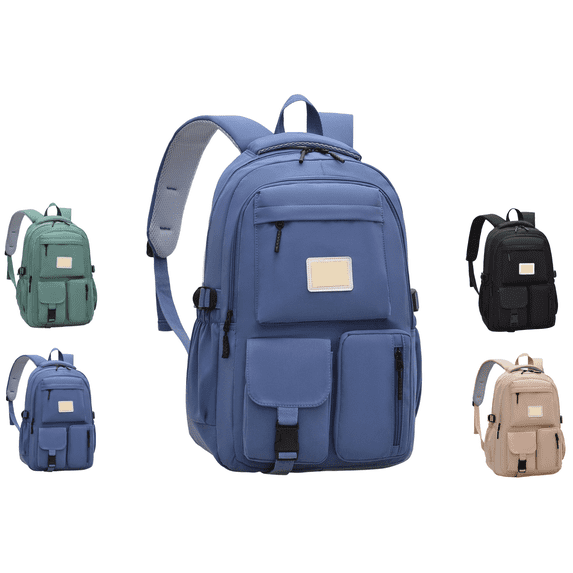 School Backpack for Teens Cute Girlish Middle High School Bookbag Large Capacity Lightweight Waterproof Daypack for College Students(Blue)