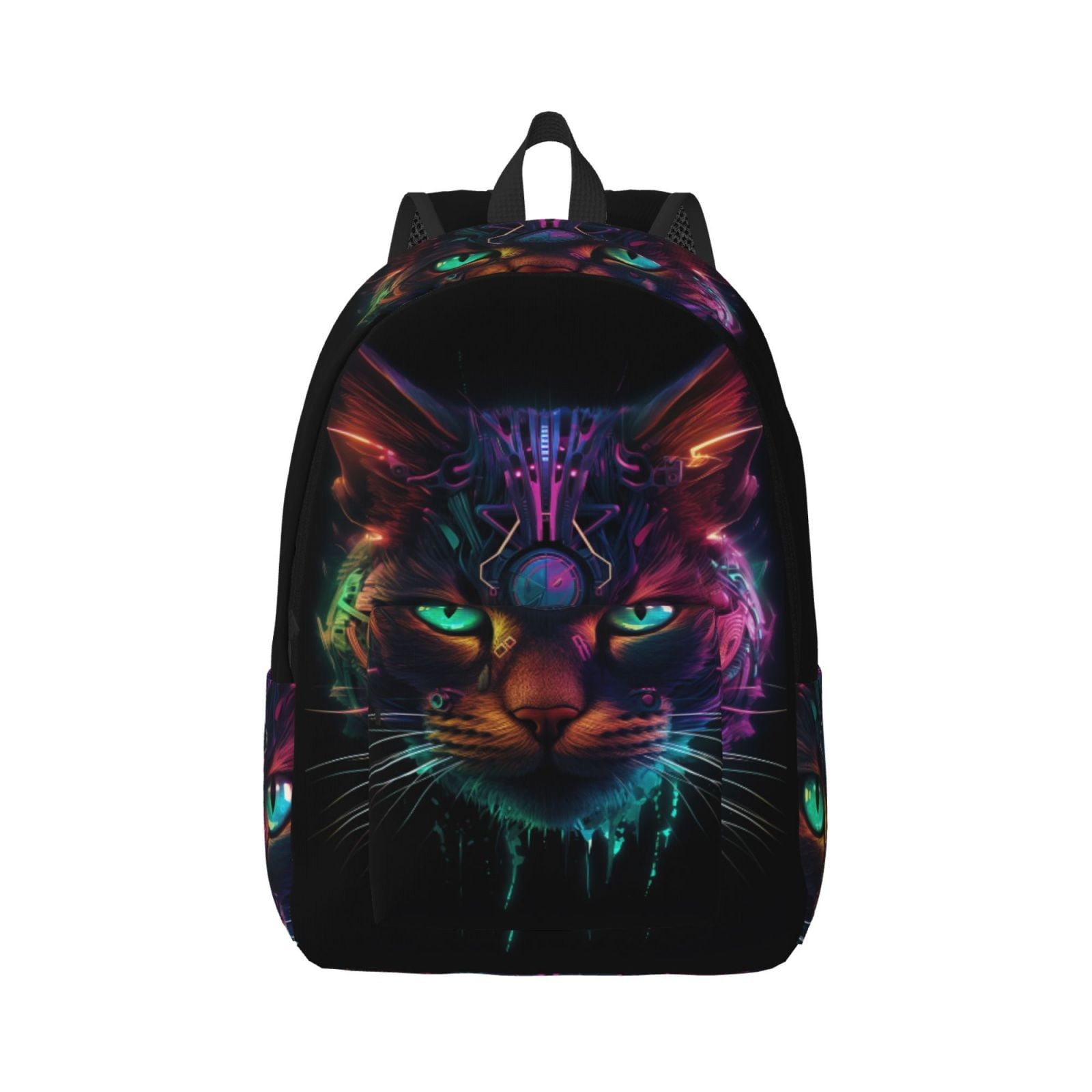 School Backpack for Women/Men - Futuristic Cat Warrior Lightweight ...