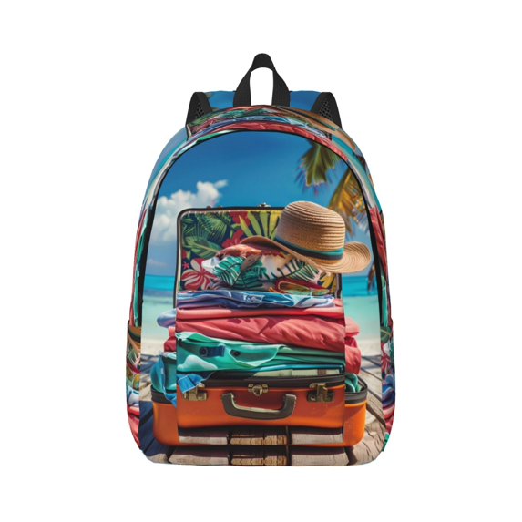 School Backpack for Women/Men - Tropical Vacation Essentials Lightweight Canvas Travel Bag School Back Pack Laptop Bag with Laptop Compartment
