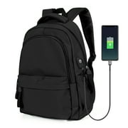 School Backpack for Women Men,Waterproof Bookbag for College Students Small Cute Backpacks for Fits 15.6Inch Notebook Black