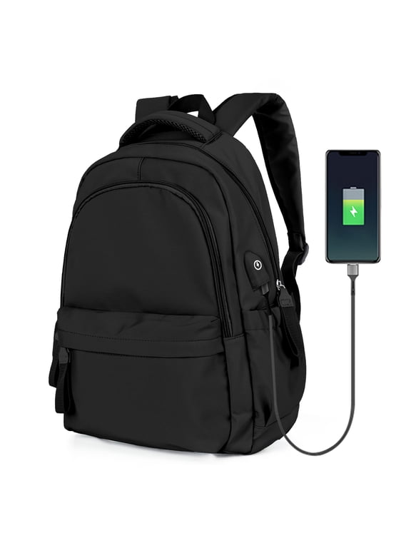 School Backpack for Women Men,Waterproof Bookbag for College Students Small Cute Backpacks for Fits 15.6Inch Notebook Black