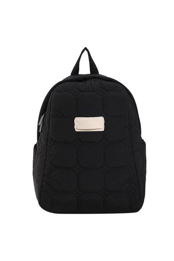 Puffy Backpack for Women  Lightweight Casual Quilted Daypack Vintage Winter Style Bookbag for College, High School, Work, Travel, Black