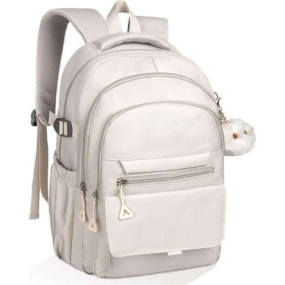 School Backpack for students - Aesthetic Lightweight Bookbag for Middle High School & College, Travel Backpack with Multiple Pockets Grey