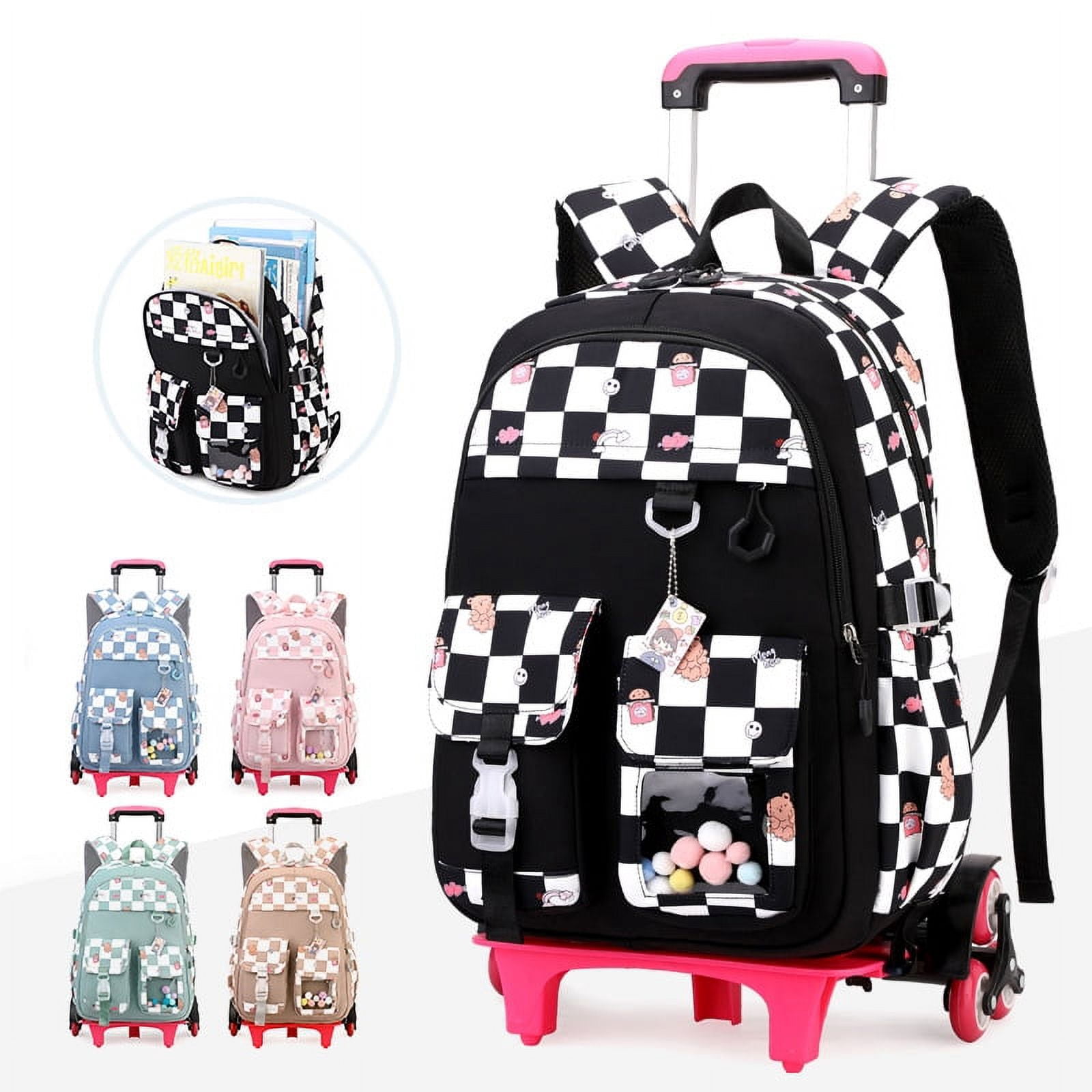 School Backpack with Wheels Trolley School Bag for Teenagers Girls
