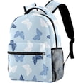 thumbnail image 1 of School Backpacks Blue Pattern Butterflies Elementary Students Bookbags With Water Bottle Pocket, 1 of 6