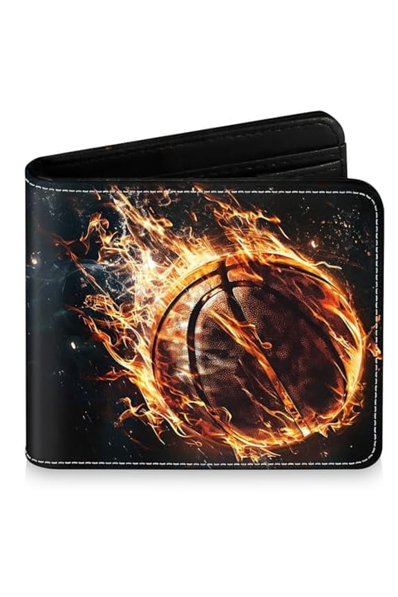 Teen Boys Wallet for Kids - Basketball Kids Wallet for Boys Leather Credit Id Card Cash Holder Rfid Blocking Zipper Cool Funny with Coin Pocket Id Window Bifold Sports Design for Teen Birthday Gifts