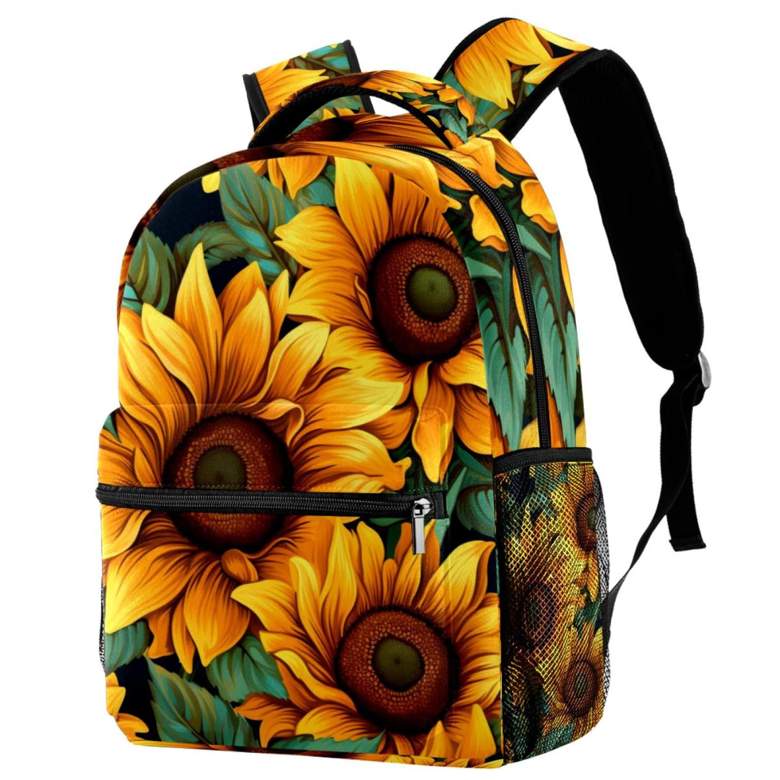 School Backpacks Sunflower Seamless Pattern Elementary Students