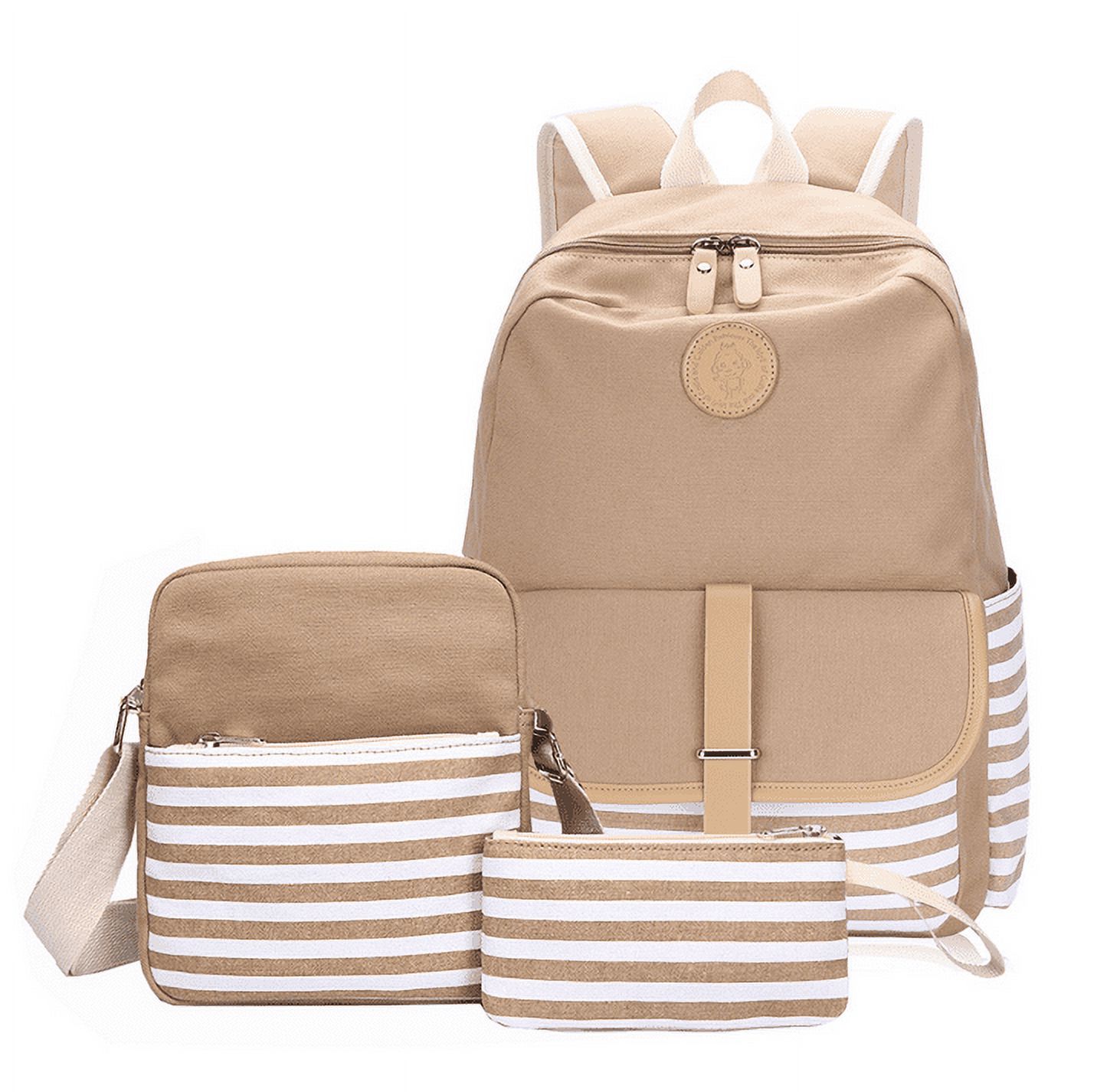 School Backpacks for Women Girls Lightweight Canvas Stripe Backpack Cute Teen Bookpacks Set Bookbags Insulated Lunch Bag Pouch Khaki Walmart