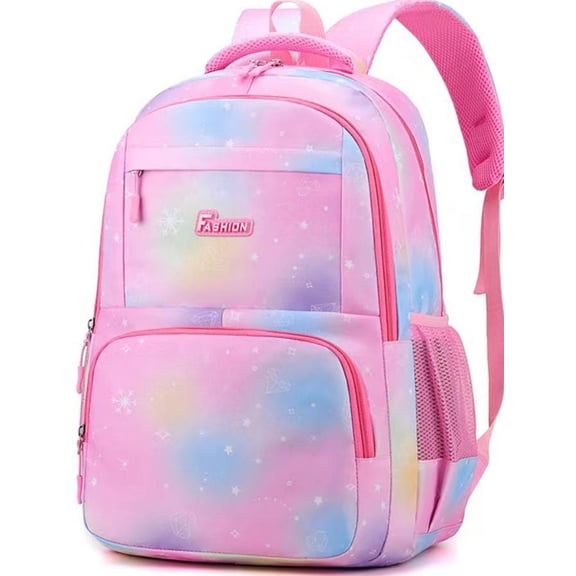 School Bag Backpacks for Girls,16" Elementary Middle Shoulder School Bookbag for Kids Teens,Pink