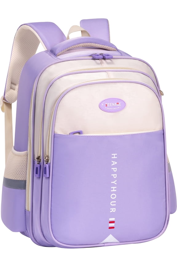 School Backpacks for Girls,Fashion Large Capacity Lightweight School Bag for Kids Teens,Waterproof Student Bookbag,Purple