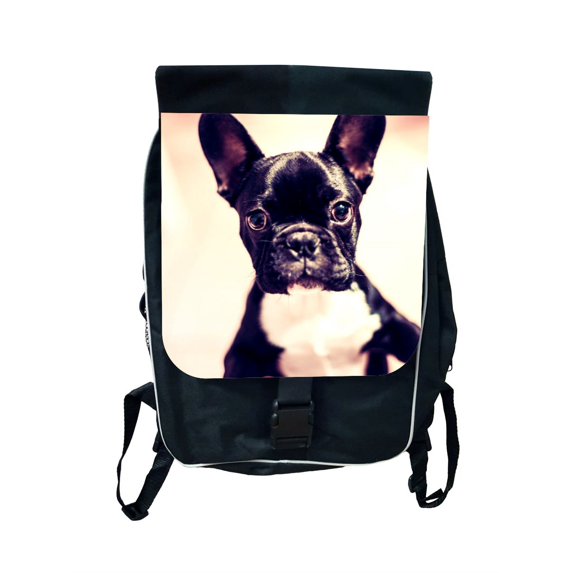 School Bag Dog French Bulldog Black Large School Backpack