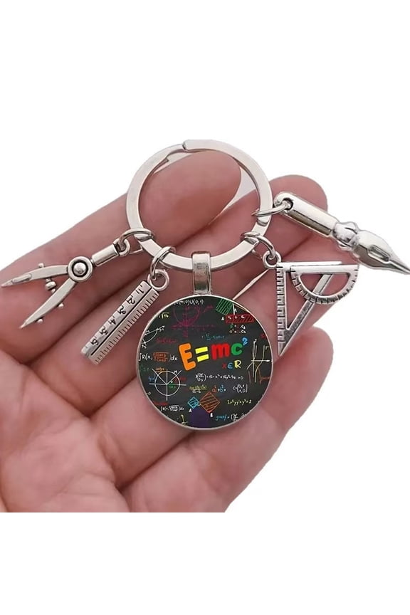 School Blackboard Word Math Greek Symbols Keychain Zincs Alloy Keyring Perfect For School Offices