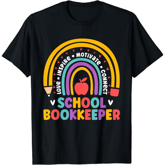 School Bookkeeper Appreciation School Bookkeeping Rainbow T-Shirt