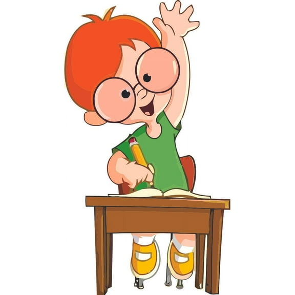 School Boy Raising Hand Design School Wall Decals for Classroom Decoration and Design Decal on Walls - Creative Teacher Artwork Stickers Sticker Back to School Ideas Teachers Schools Size (20x12 inch)