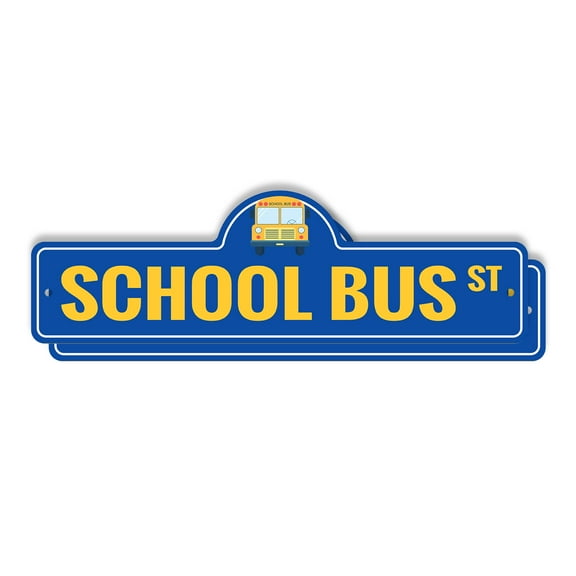 School Bus (2 Pack) Plastic Street Sign - 6 Inch X 18 Inch Gift Vehicle Safety Transport Kids Education Yellow Decor Driver Fun Route Friendly