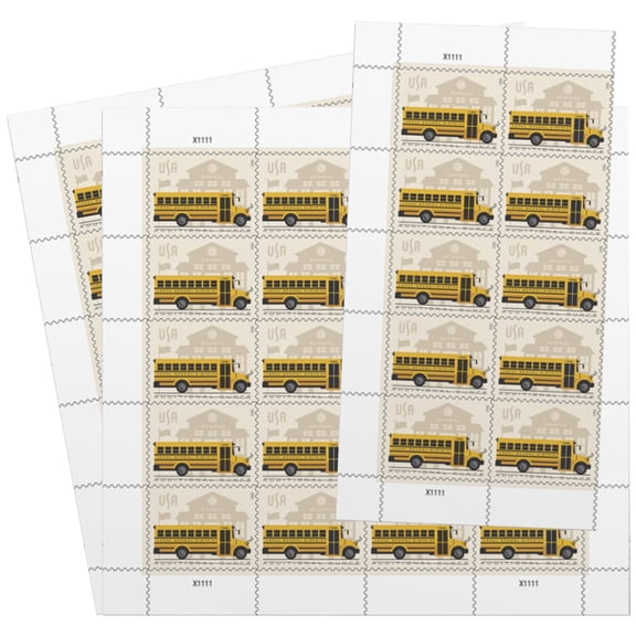 School Bus ADDITIONAL OUNCE USPS Postage Stamp 50 US Postal First Class Students Children Teachers Celebration Party Announcement (50 Stamps)