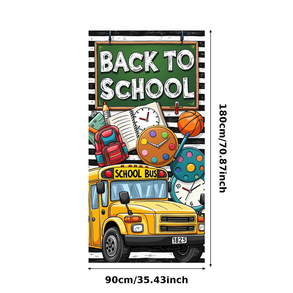 School Bus Back to School Decorative Banner Educational Theme for Classroom Decoration Kid's Room Wall Art School Events