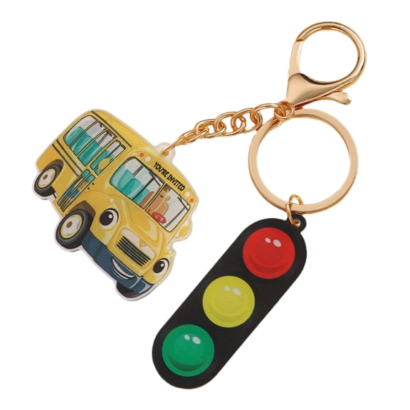 School Bus Bag Charm Pendant Traffics Light School Bus keychains Keyring for Women Men Backpack Purse Handbag Decors