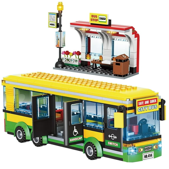 School Bus Building Set - 488 Pcs Realistic Educational Toy with Moving Wheels, STEM Construction Kit Compatible with Major Brands