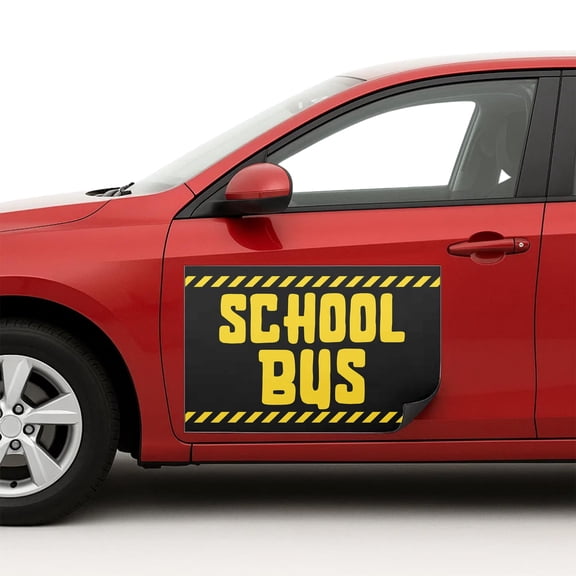School Bus Car Magnet Sign by DC | Flexible Car Magnetic Sheets with Adhesive Backing | 12"x18" Bumper Magnet Sticker for Vehicles, Trucks & Business Advertising Signs | 2 PC | Made in USA