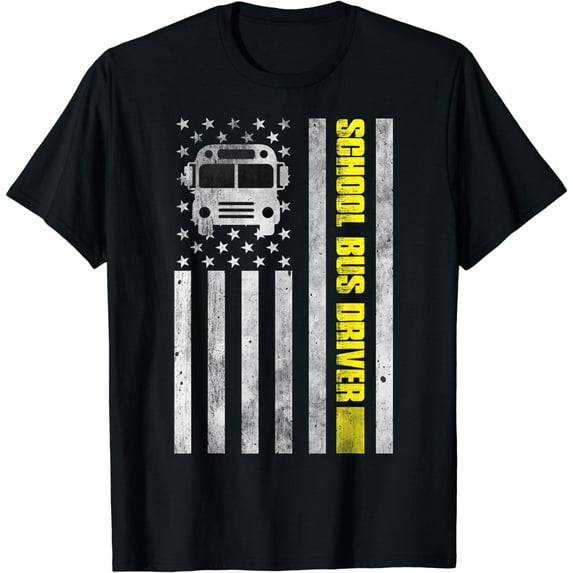School Bus Driver American Flag Shirt, School Bus Driver T-Shirt