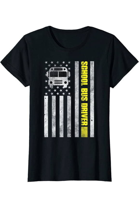 School Bus Driver American Flag Shirt School Bus Driver T-Shirt