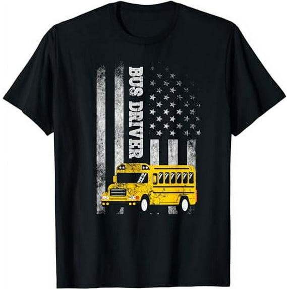 School Bus Driver American Flag for School Bus Driver T-Shirt
