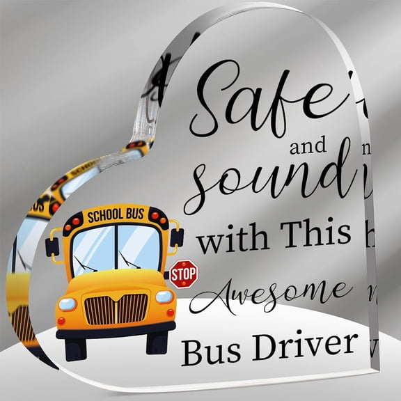 School Bus Driver Appreciation Gifts Thank You for the Sweet Ride Acrylic Heart Sign Bus Driver Gift for Men Women Bus Driver Retirement Farewell (Awesome Bus Driver)