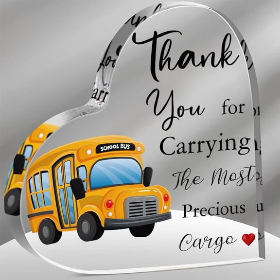 School Bus Driver Appreciation Gifts Thank You for The Sweet Ride Acrylic Heart Sign Bus Driver Gift for Men Women Bus Driver Retirement Farewell Birthday (Precious)