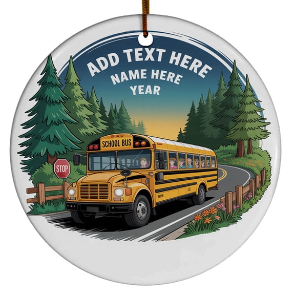 School Bus Driver Christmas Ornament Gift, Custom Name Text Year/Text/Name, Appreciation School Bus Retired Christmas Ornaments, Circle Christmas Ornament