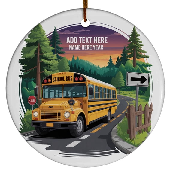 School Bus Driver Christmas Ornament Gift, Custom Name Text Year/Text/Name, Appreciation School Bus Retired Christmas Ornaments, Circle Christmas Ornament, Christmas Ornament
