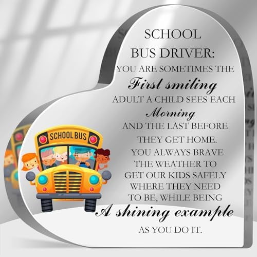 School Bus Driver Gift Sign, 6"X6"Inch Acrylic, Thank You Bus Driver Decorative Sign Plaque