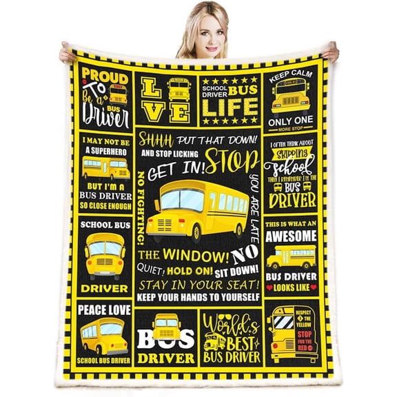 School Bus Driver Gifts Blanket,Bus Driver Appreciation Gifts Throw Blanket,Bus Driver for Women Men,Soft Bus Driver Blanket for Sofa Couch Home Bedroom Decor 50"x 60"