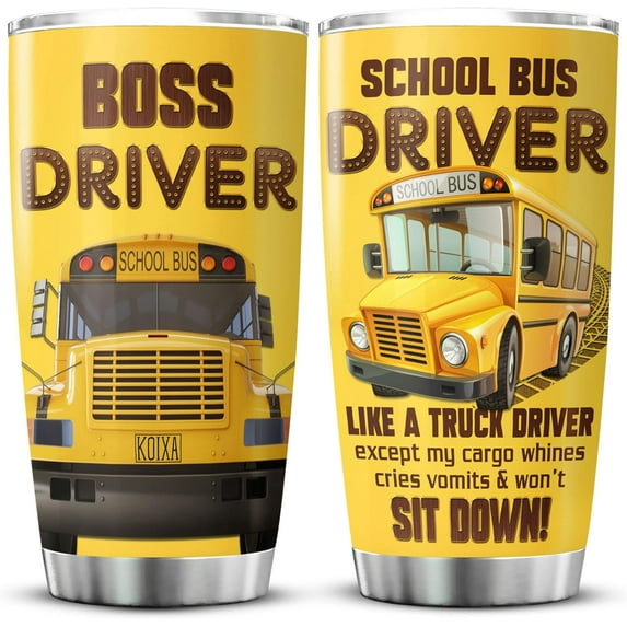 School Bus Driver Gifts Tumbler With Lid 20 Oz Funny Saying Cup For Men Husband Back To School Stainless Steel Travel Mug Birthday Christmas Bus Driver Appreciation Gifts