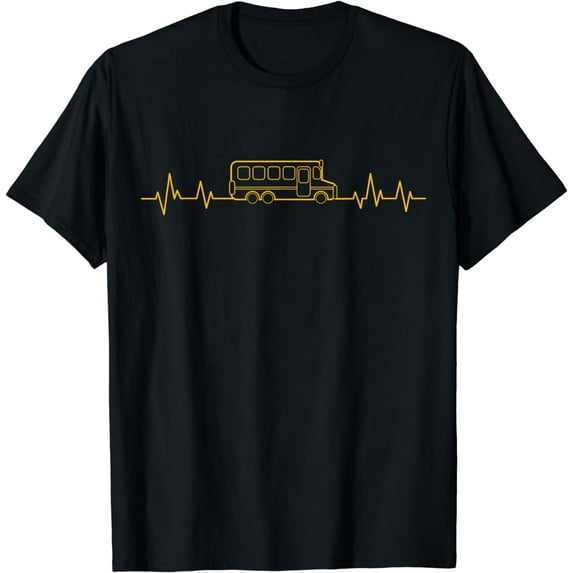 School Bus Driver Heartbeat Yellow Shuttle Student Transit T-Shirt