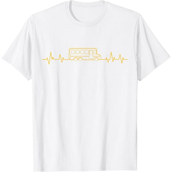 School Bus Driver Heartbeat Yellow Shuttle Student Transit T-Shirt
