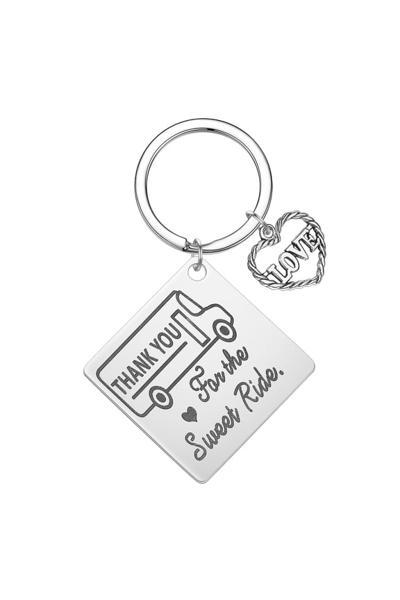 School Bus Driver Keychain Thank You For The Sweet Ride Engrave Keyring Graduation Key Chain Nursery Scool Ending Gift