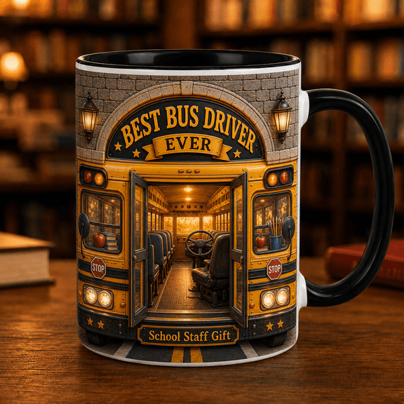 School Bus Driver Ceramic Coffee Mugs, Best Bus Driver Ever Accent, School Staff Gift 11 oz 15 oz
