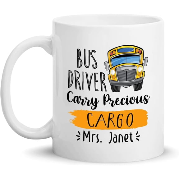 School Bus Driver Personalized Mug, Certified Mirror Checkin School Bus Driver White Ceramic Mug 11oz 15oz, Custom School Bus Driver Coffee Mug Gifts For Men Women, School Bus Driver Travel Mug