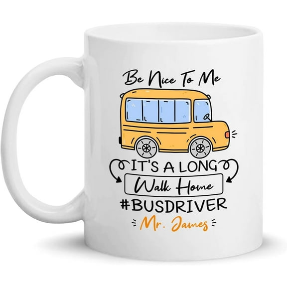 School Bus Driver Personalized Mug, Certified Mirror Checkin School Bus Driver White Ceramic Mug 11oz 15oz, Custom School Bus Driver Coffee Mug Gifts For Men Women, School Bus Driver Travel Mug