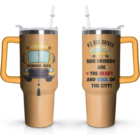 School Bus Driver Tumbler 40 OZ, School Bus Driver Gifts, Bus Driver Appreciation Gifts, Christmas Gifts for Bus Drivers, Back to School Gifts for Men Women, Bus Driver Travel Coffee Mug, Driver Cup