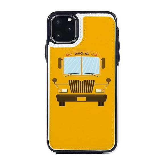 School Bus Halloween Leather Wallet Case for iPhone 16 15 14 13 12 11 Pro Max Wallet Case Card Holder Flip